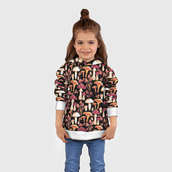Толстовка-худи детская Грибы в сепии, цвет: 3D-белый — фото 2