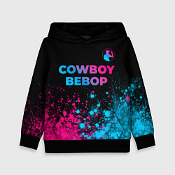 Толстовка-худи детская Cowboy Bebop - neon gradient: символ сверху, цвет: 3D-черный