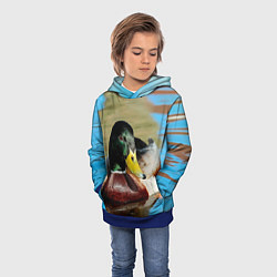Толстовка-худи детская Утка Кряква - селезень, цвет: 3D-синий — фото 2