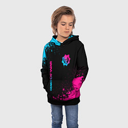 Толстовка-худи детская Gears of War - neon gradient: надпись, символ, цвет: 3D-черный — фото 2