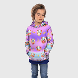 Толстовка-худи детская Узор с Клоунами, цвет: 3D-синий — фото 2