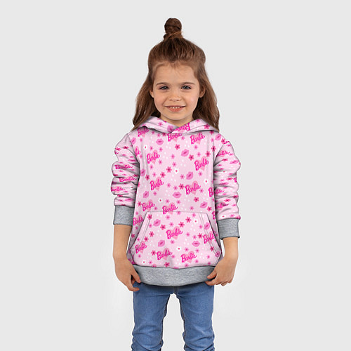 Детская толстовка Барби, сердечки и цветочки / 3D-Меланж – фото 4