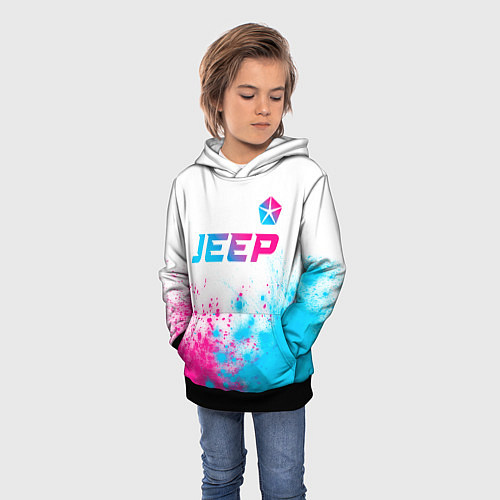 Детская толстовка Jeep neon gradient style: символ сверху / 3D-Черный – фото 3