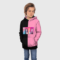 Толстовка-худи детская Группа Black pink на черно-розовом фоне, цвет: 3D-черный — фото 2
