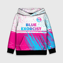 Толстовка-худи детская Blue Exorcist neon gradient style: символ сверху, цвет: 3D-черный