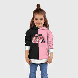 Толстовка-худи детская Черно-розовый градиент Black Pink, цвет: 3D-белый — фото 2