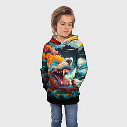 Толстовка-худи детская Художественный дракон от нейросети, цвет: 3D-черный — фото 2