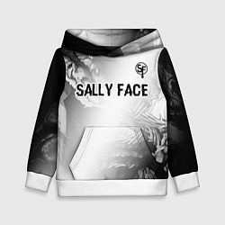 Толстовка-худи детская Sally Face glitch на светлом фоне: символ сверху, цвет: 3D-белый