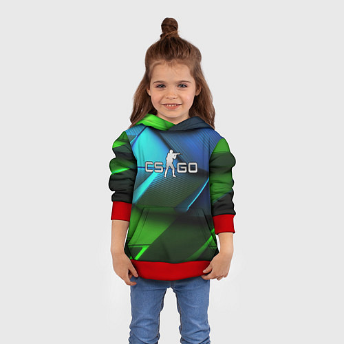 Детская толстовка CS GO green blue abstract / 3D-Красный – фото 4