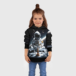 Толстовка-худи детская Космонавт и шахматы, цвет: 3D-черный — фото 2