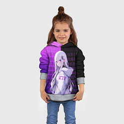 Толстовка-худи детская Эмилия тан в современности - ре зеро, цвет: 3D-меланж — фото 2