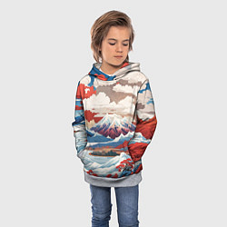 Толстовка-худи детская Пейзаж в Японском стиле, цвет: 3D-меланж — фото 2