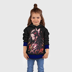 Толстовка-худи детская Незуко комадо из клинка, цвет: 3D-синий — фото 2