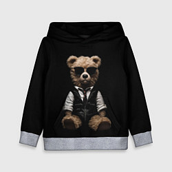 Толстовка-худи детская Плюшевый мишка в очках, цвет: 3D-меланж