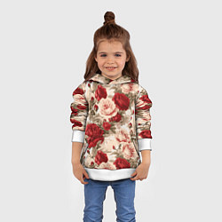 Толстовка-худи детская Розы паттерн, цвет: 3D-белый — фото 2