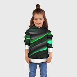 Толстовка-худи детская Black green line, цвет: 3D-белый — фото 2