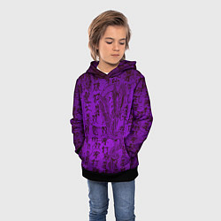 Толстовка-худи детская Неоновый дракон - иероглифы, цвет: 3D-черный — фото 2