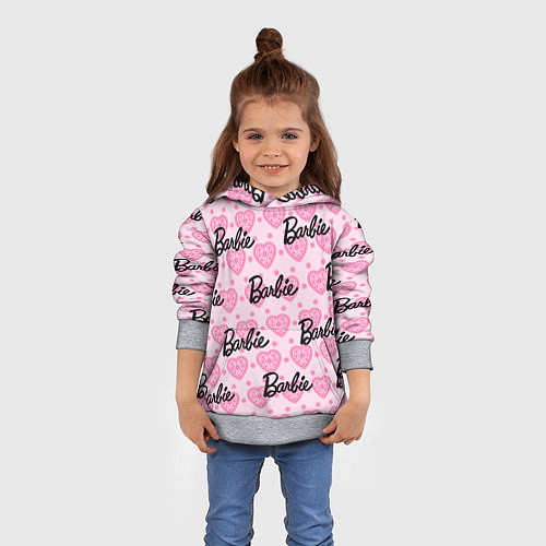 Детская толстовка Логотип Барби и розовое кружево / 3D-Меланж – фото 4