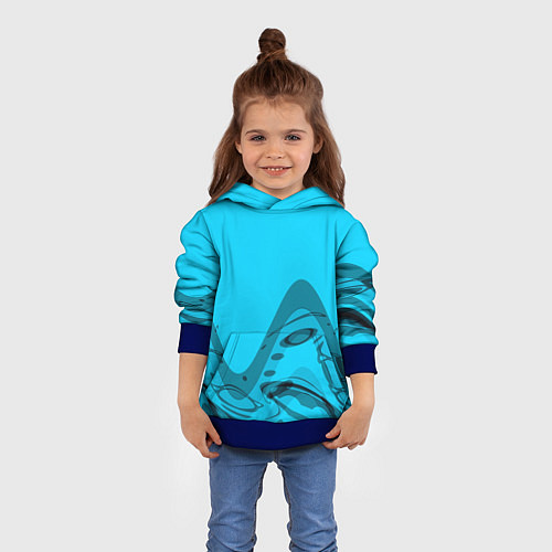 Детская толстовка Волны абстракция небесный / 3D-Синий – фото 4