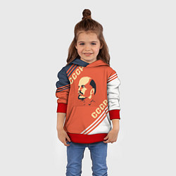 Толстовка-худи детская Ленин на красном фоне, цвет: 3D-красный — фото 2