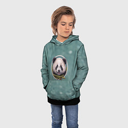 Толстовка-худи детская Милая мордочка панды с бамбуком, цвет: 3D-черный — фото 2