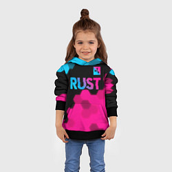 Толстовка-худи детская Rust - neon gradient: символ сверху, цвет: 3D-черный — фото 2