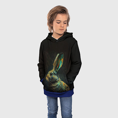 Детская толстовка Магический кролик / 3D-Синий – фото 3