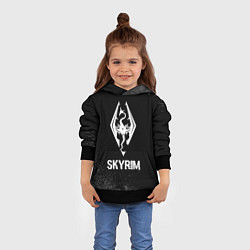 Толстовка-худи детская Skyrim glitch на темном фоне, цвет: 3D-черный — фото 2