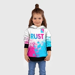 Толстовка-худи детская Rust neon gradient style: символ сверху, цвет: 3D-черный — фото 2