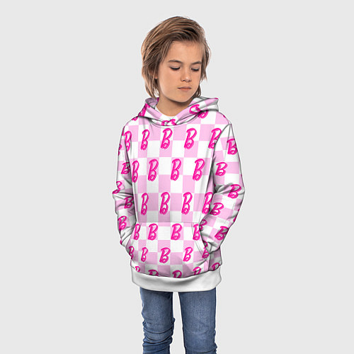 Детская толстовка Розовая шашка и Барби / 3D-Белый – фото 3
