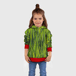 Толстовка-худи детская Ландшафт зелень, цвет: 3D-красный — фото 2