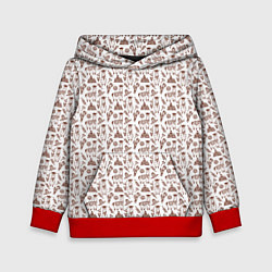 Толстовка-худи детская Альпака паттерн, цвет: 3D-красный