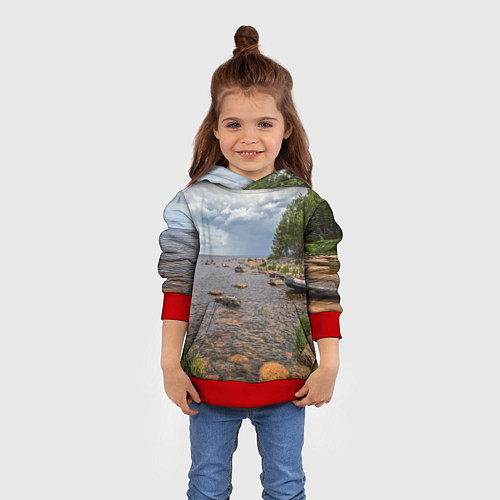 Детская толстовка Лодка на Ладоге / 3D-Красный – фото 4