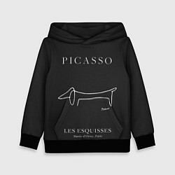 Толстовка-худи детская Собака на черном - Пабло Пикассо, цвет: 3D-черный
