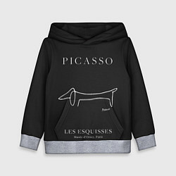 Толстовка-худи детская Собака на черном - Пабло Пикассо, цвет: 3D-меланж