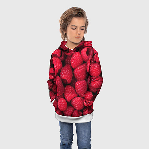 Детская толстовка Малина - паттерн / 3D-Белый – фото 3