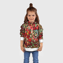 Толстовка-худи детская Платок цветочный узор, цвет: 3D-белый — фото 2