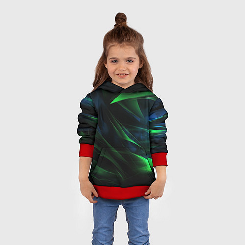 Детская толстовка Dark green background / 3D-Красный – фото 4