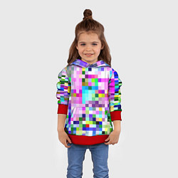 Толстовка-худи детская Пиксельная яркая абстракция, цвет: 3D-красный — фото 2