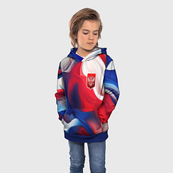 Толстовка-худи детская Красный герб России, цвет: 3D-синий — фото 2