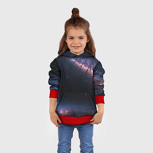 Детская толстовка Млечный путь в звездном небе / 3D-Красный – фото 4