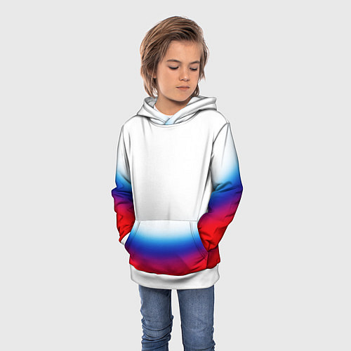 Детская толстовка Флаг России градиент / 3D-Белый – фото 3
