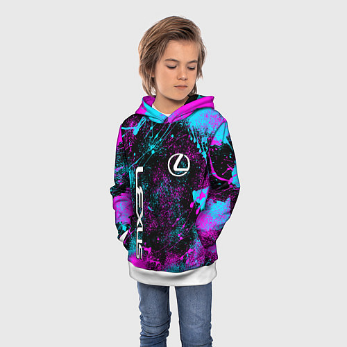 Детская толстовка Lexus - неоновые брызги / 3D-Белый – фото 3