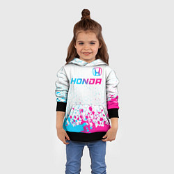 Толстовка-худи детская Honda neon gradient style: символ сверху, цвет: 3D-черный — фото 2
