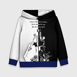 Толстовка-худи детская Хината и мяч - аниме волейбол, цвет: 3D-синий