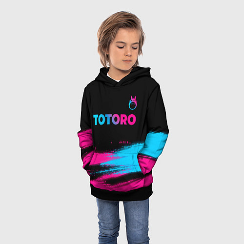 Детская толстовка Totoro - neon gradient: символ сверху / 3D-Черный – фото 3