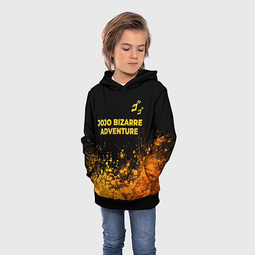 Детская толстовка JoJo Bizarre Adventure - gold gradient: символ све / 3D-Черный – фото 3
