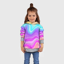 Толстовка-худи детская Неоновая разноцветная волна, цвет: 3D-меланж — фото 2