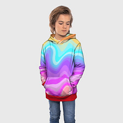 Толстовка-худи детская Неоновая разноцветная волна, цвет: 3D-красный — фото 2