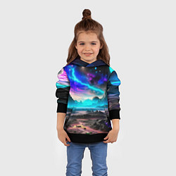 Толстовка-худи детская Фантастическая планета космос, цвет: 3D-черный — фото 2
